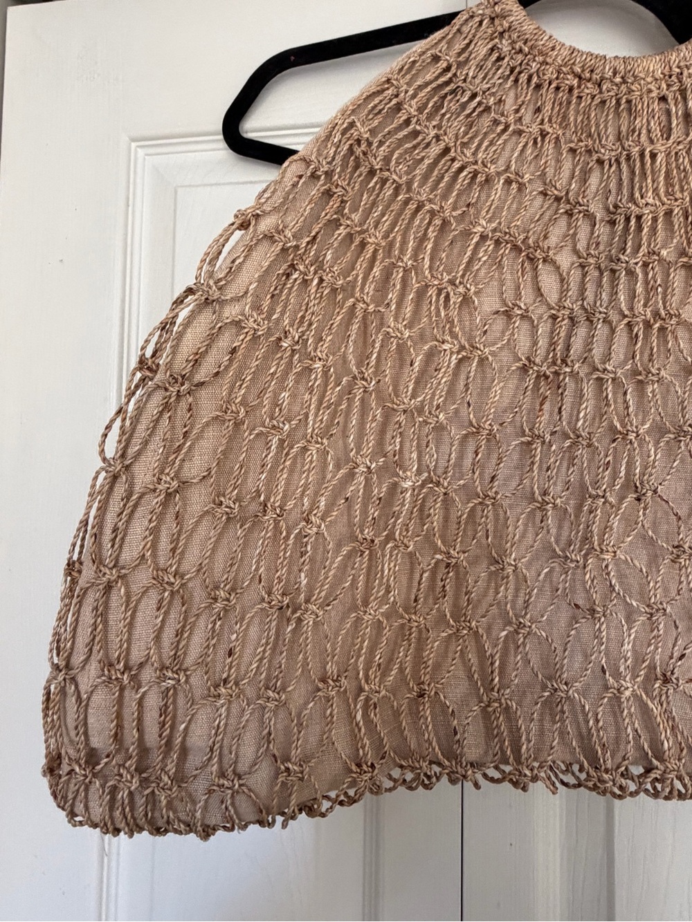 Woven Round-Handle Tote Bag in Beige - Picture 2 of 3